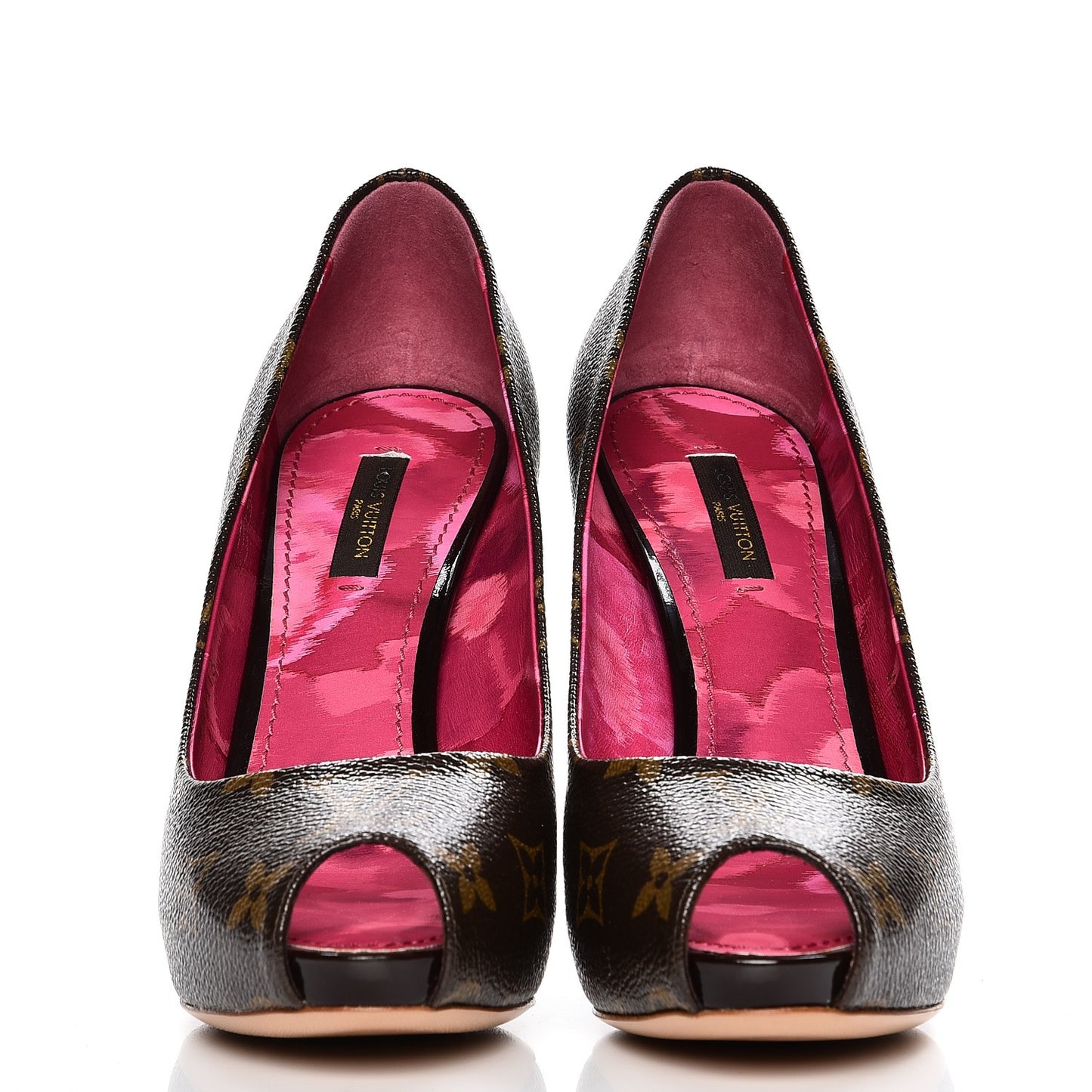 Patent Monogram Rosemary Peep Toe Pumps 37