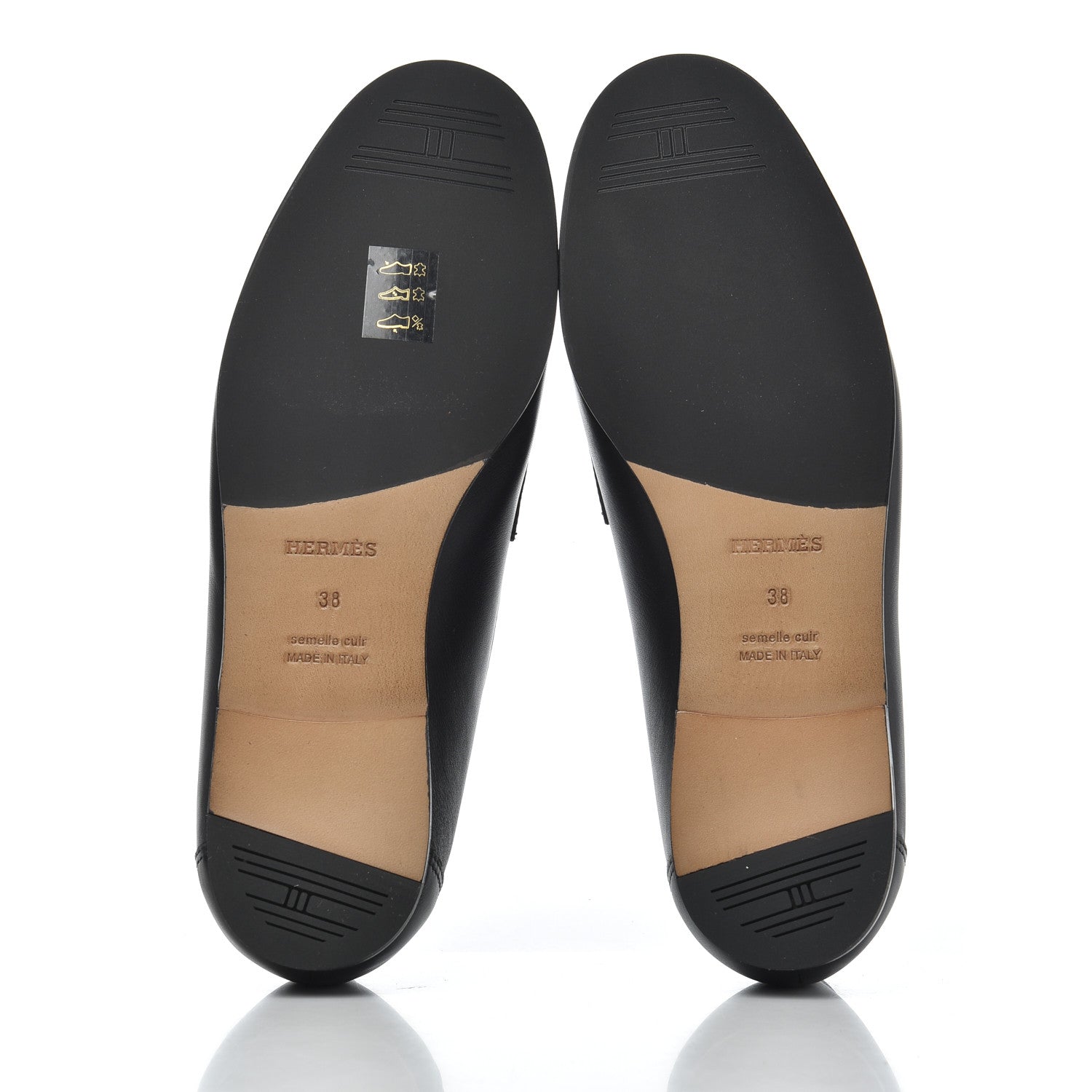 Hermes Calfskin Womens Colette Loafers 38 Black 5 of 17