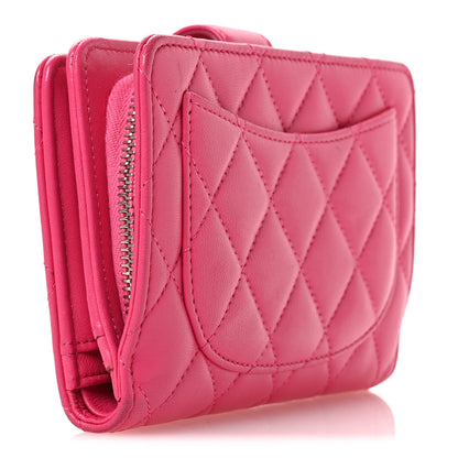 Chanel Lambskin Quilted CC French Wallet Dark Pink 3 of 9
