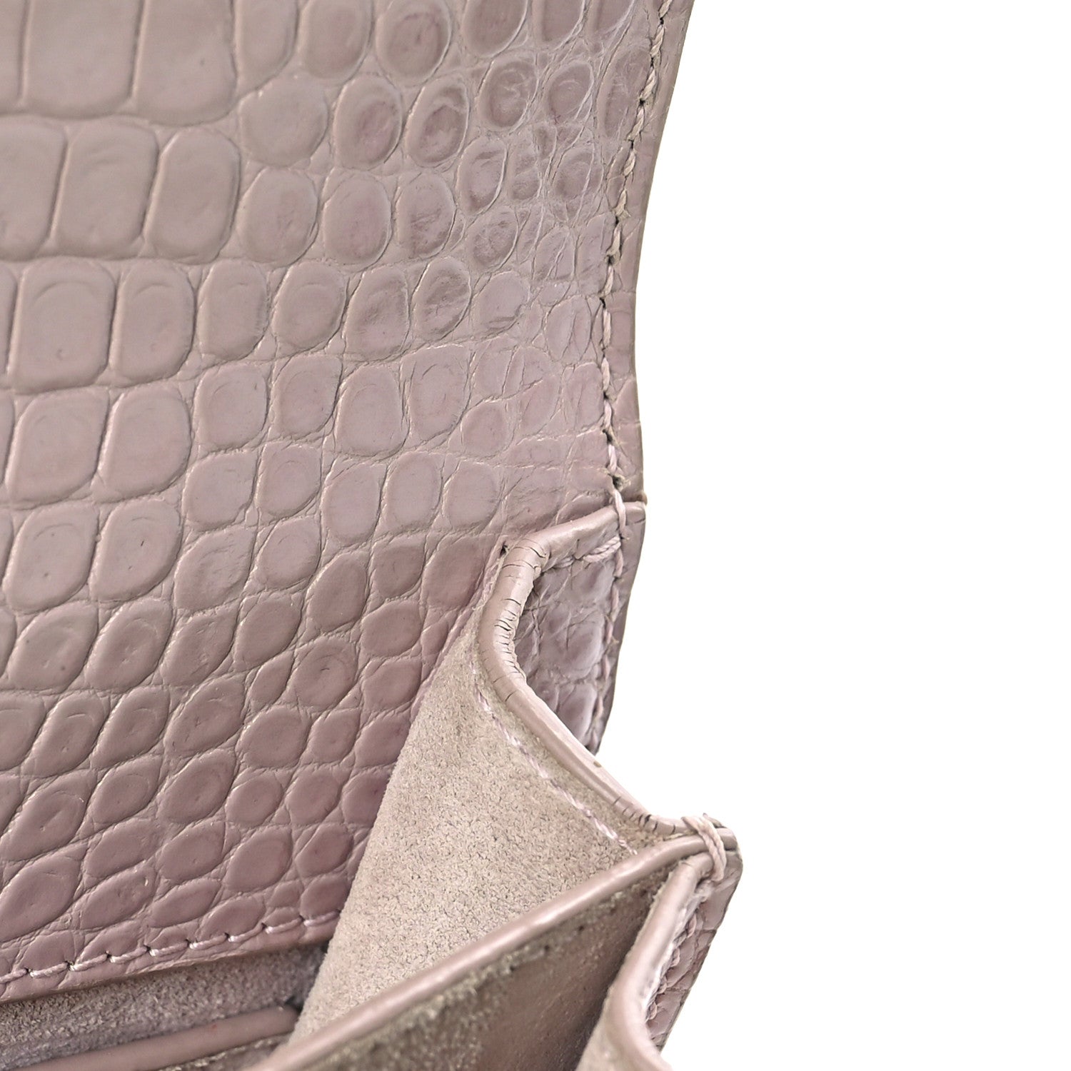 Saint Laurent Calfskin Crocodile Embossed Medium Monogram Sunset Powder Pink 7 of 11