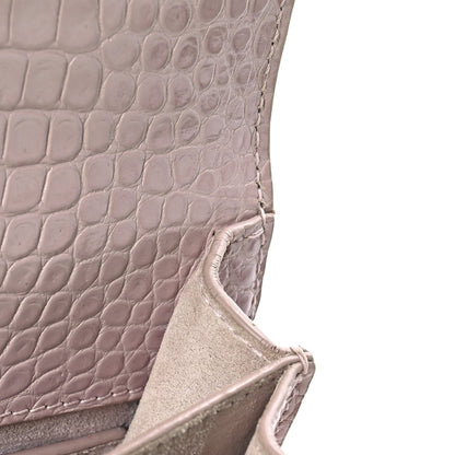 Saint Laurent Calfskin Crocodile Embossed Medium Monogram Sunset Powder Pink 7 of 11