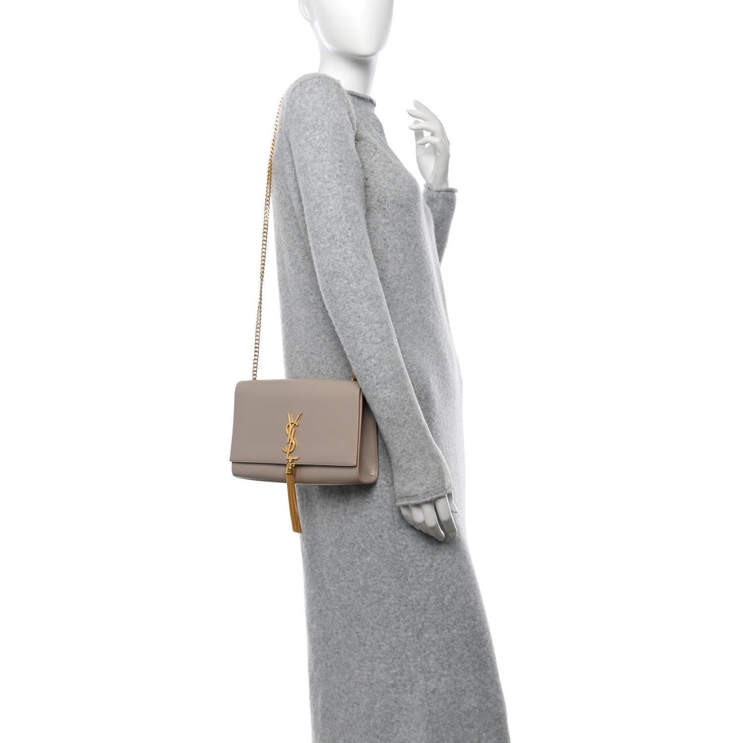 Saint Laurent Smooth Calfskin Medium Classic Monogram Kate Tassel Satchel Light Natural 3 of 11