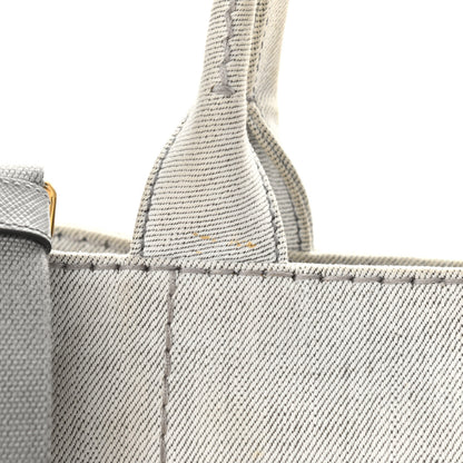 Prada Denim Small Logo Tote Bianco 13 of 13