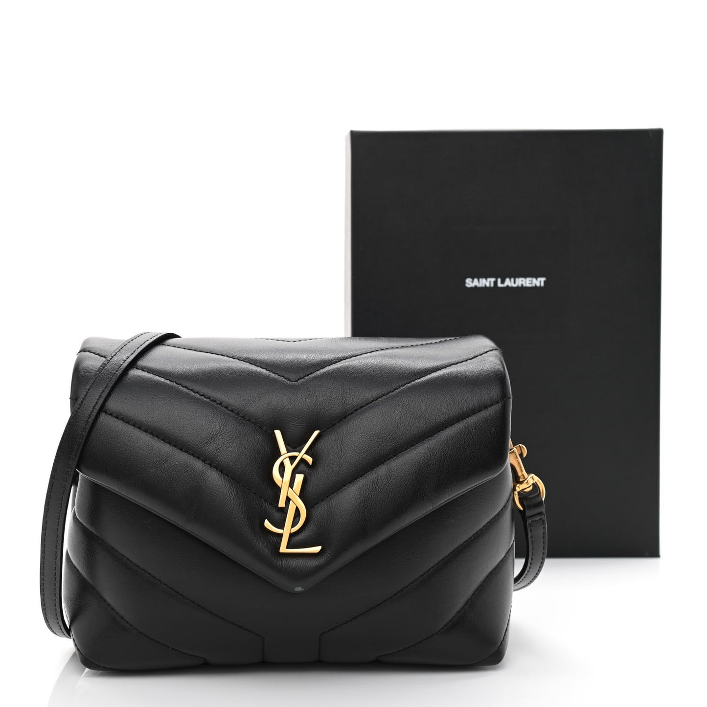 Calfskin Y Quilted Monogram Toy Loulou Crossbody Bag Black