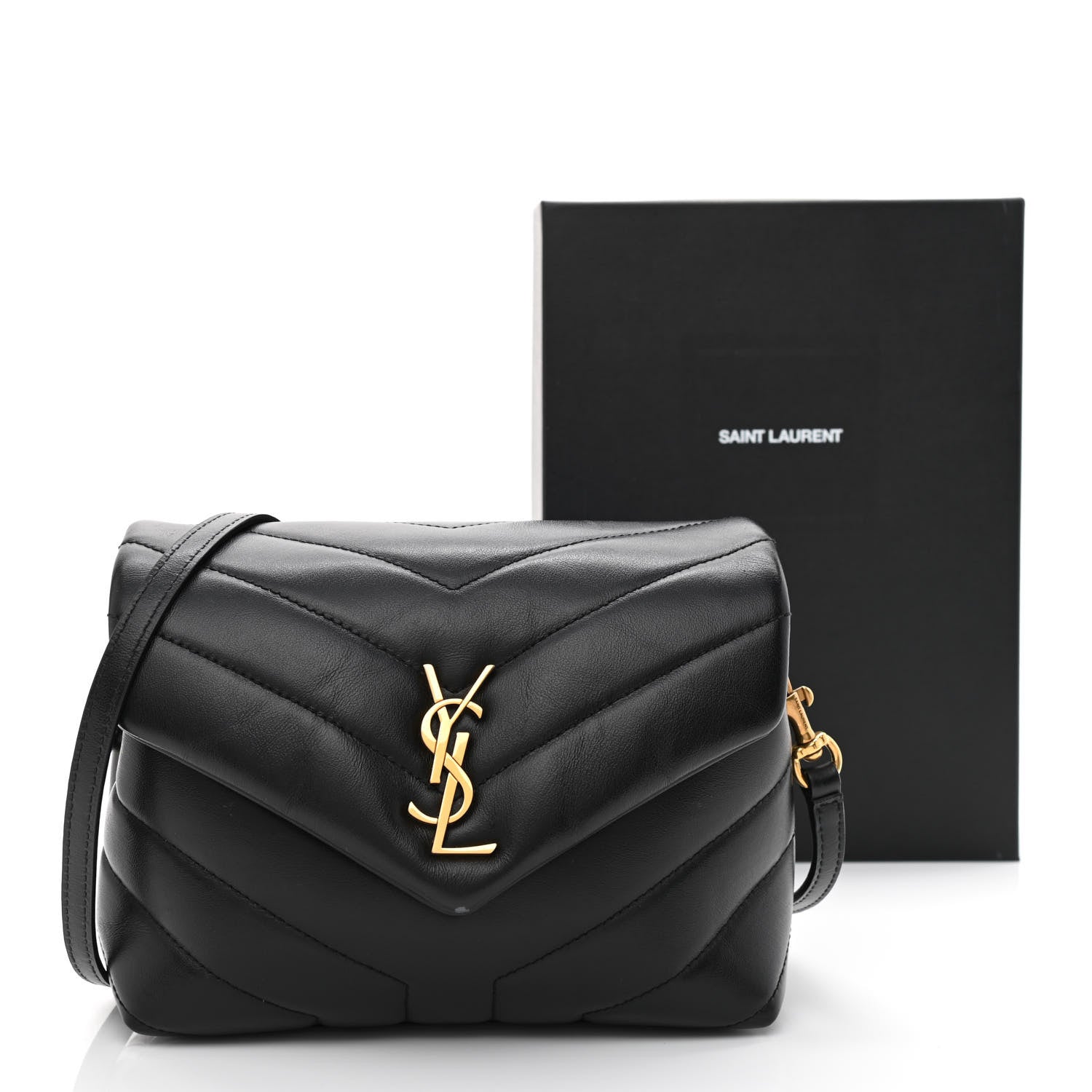 Saint Laurent Calfskin Y Quilted Monogram Toy Loulou Crossbody Bag Black 14 of 14