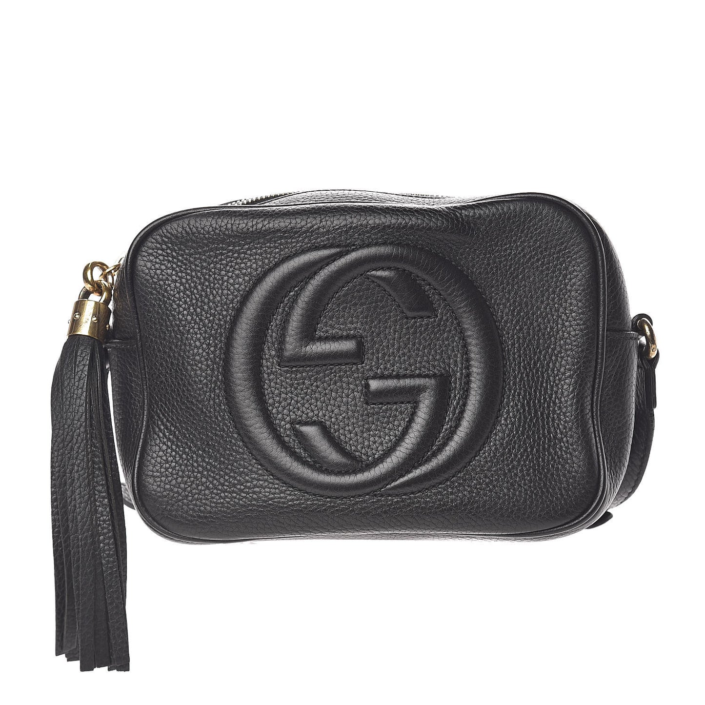 Pebbled Calfskin Small Soho Disco Bag Black