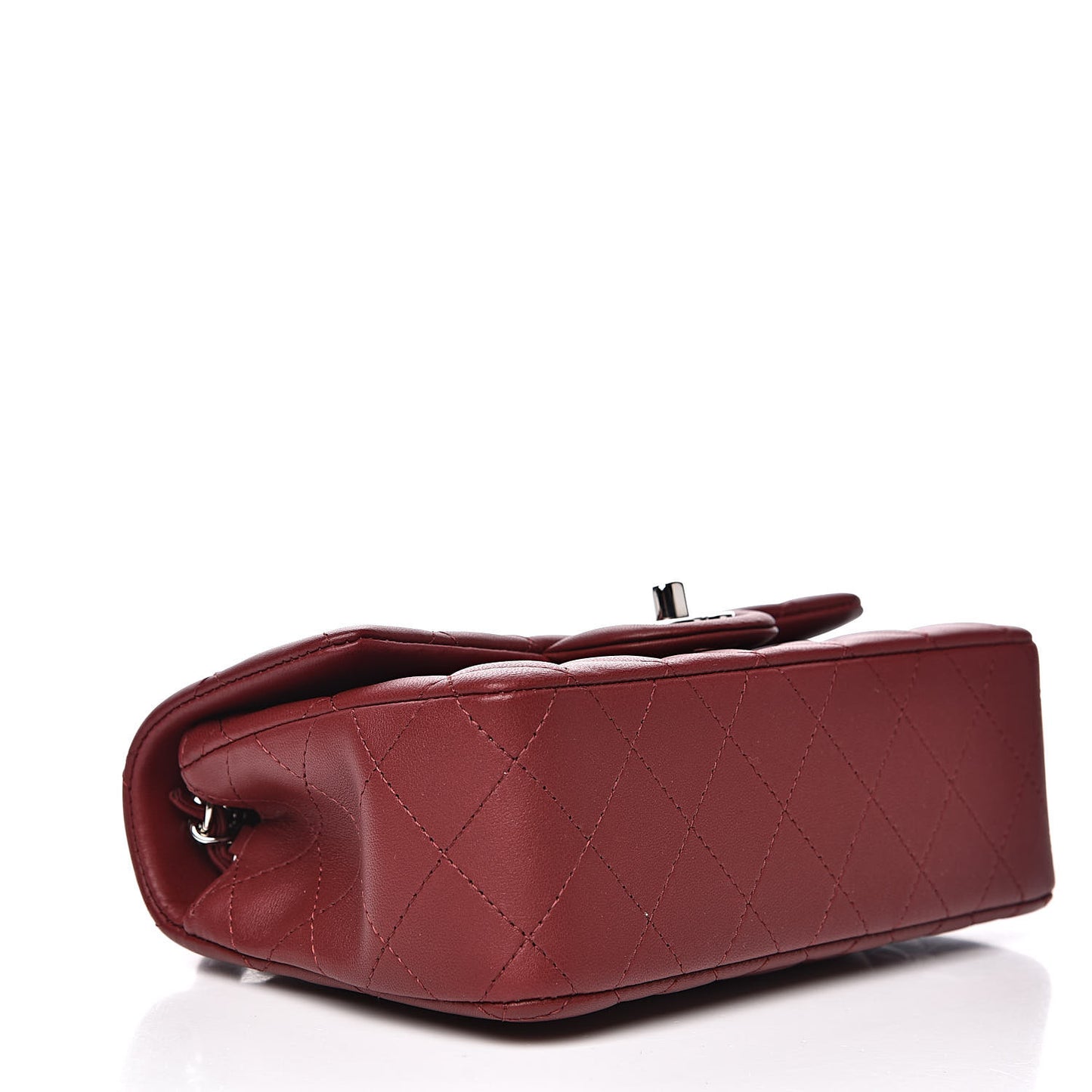 Lambskin Quilted Mini Rectangular Flap Burgundy