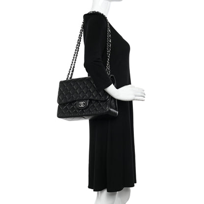 Chanel Lambskin Quilted Jumbo Double Flap Black 1 of 13