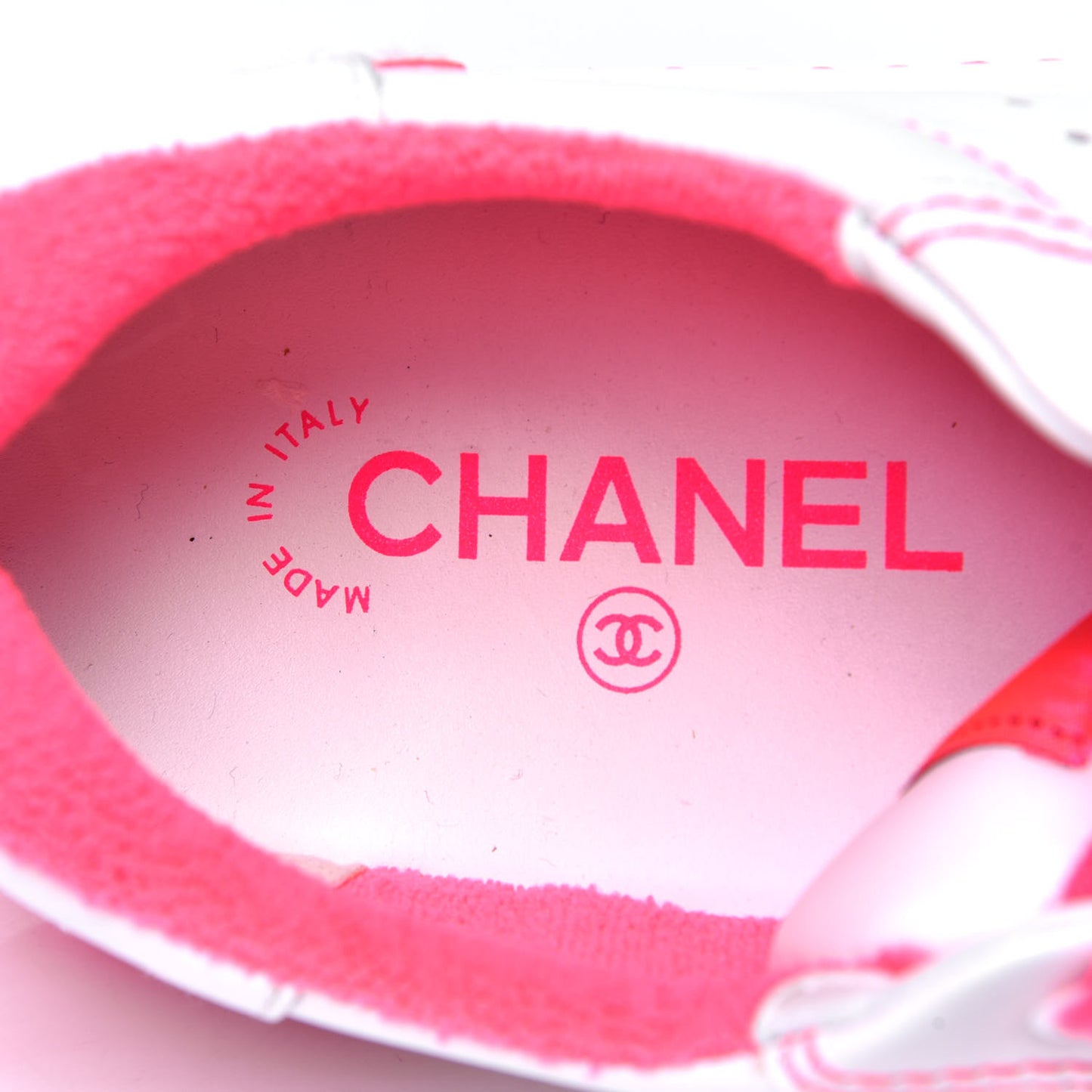 Calfskin Womens Logo Sneakers 39.5 Fuchsia White