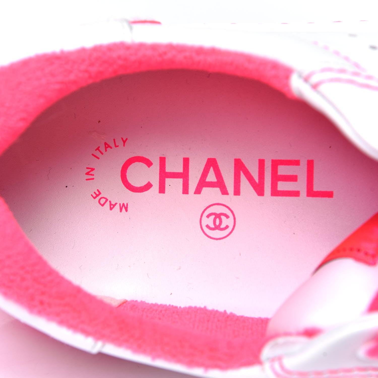 Chanel Calfskin Womens Logo Sneakers 39.5 Fuchsia White 6 of 6