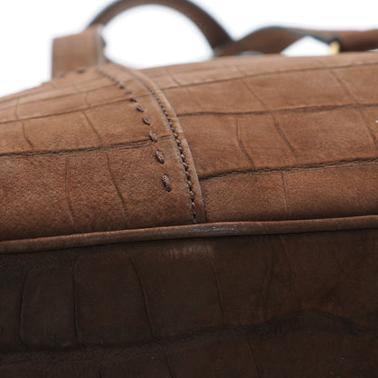 Saint Laurent Nubuck Crocodile Embossed Large Muse Coffee Brown 9 of 9