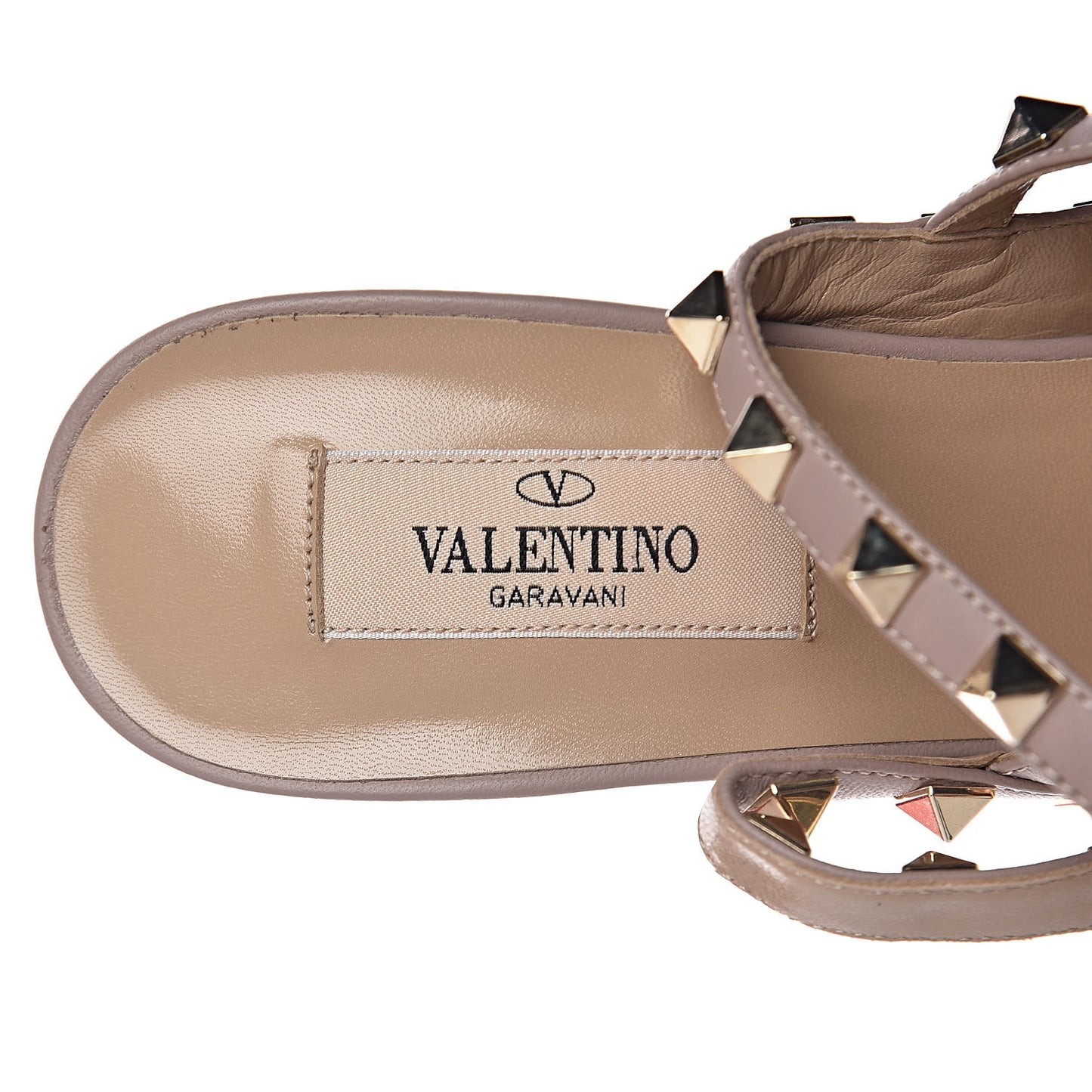 Calfskin Nappa Rockstud Ankle Strap 100mm Pumps 39.5 Peony Poudre