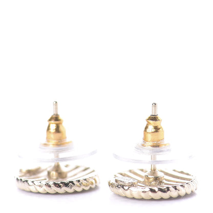 Chanel Metal Chain CC Round Earrings Gold Blue 3 of 6