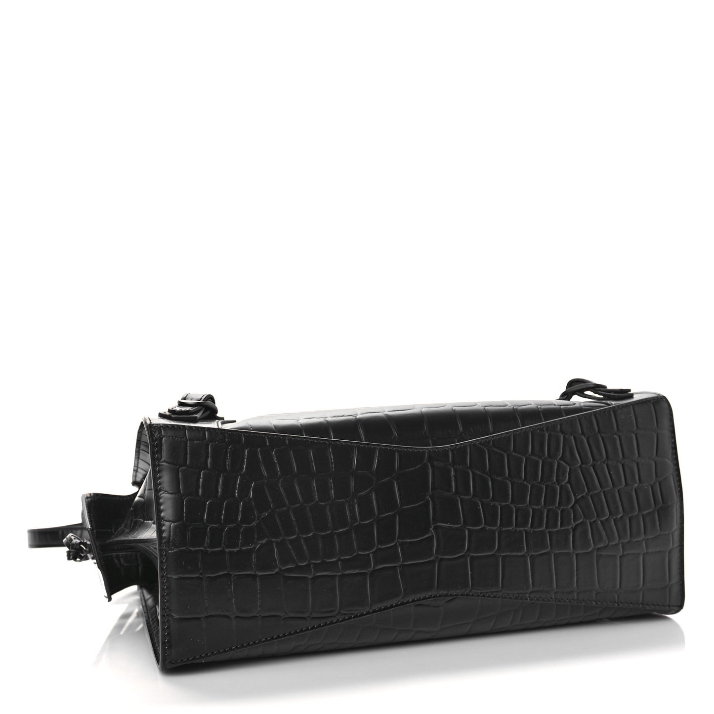 Semi Shiny Calfskin Crocodile Embossed Neo Classic Black Hardware S City Black