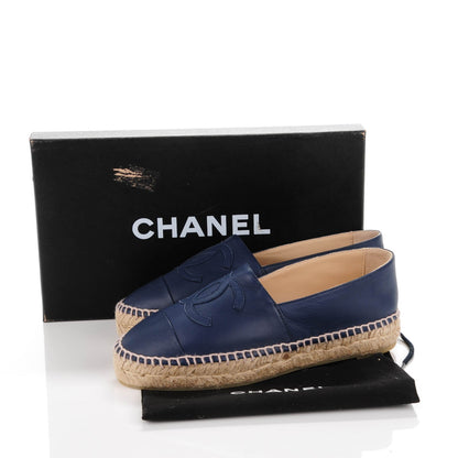 Chanel Lambskin CC Espadrilles 35 Dark Navy 9 of 9