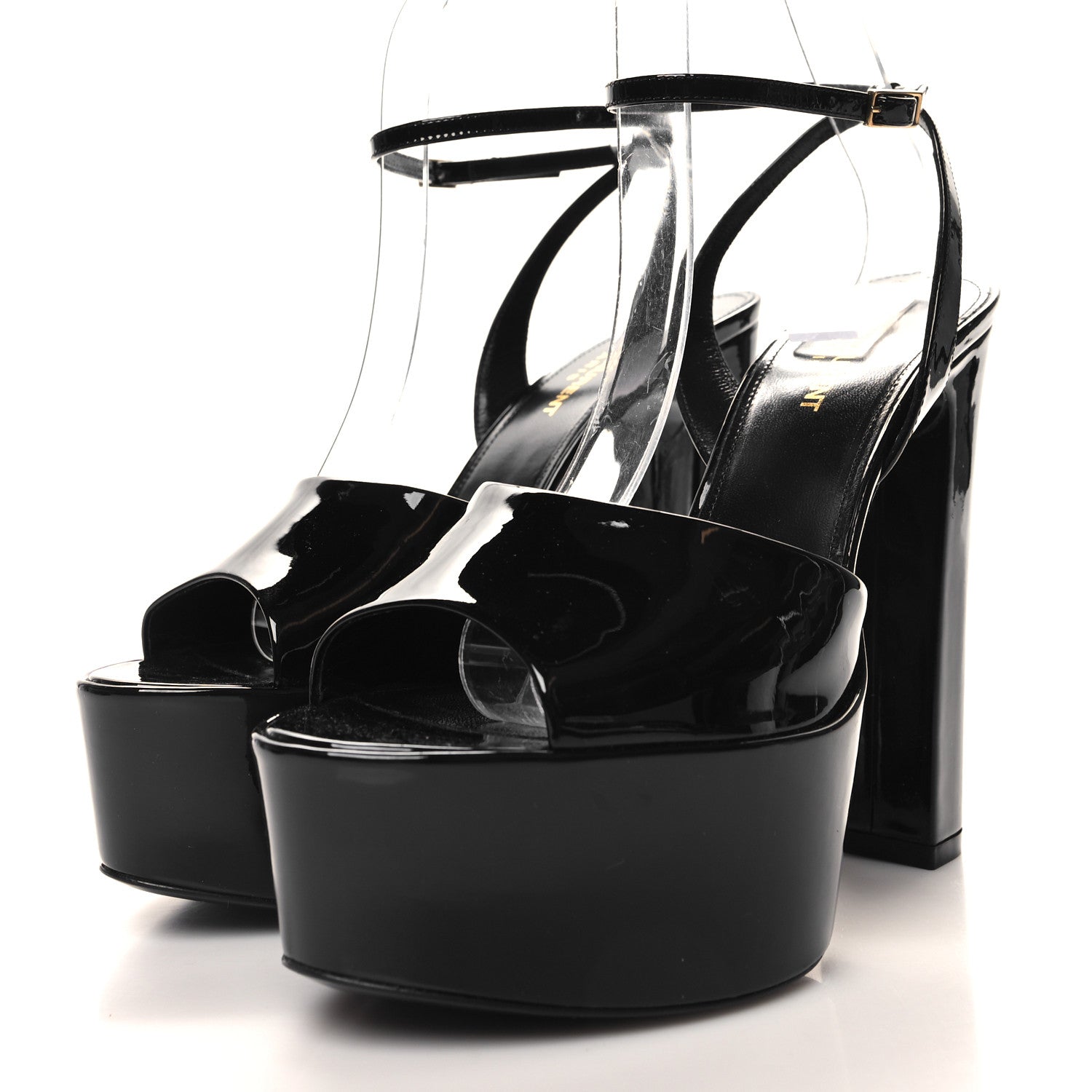 Saint Laurent Patent Jodie 95 Platform Sandals 38 Black 3 of 9