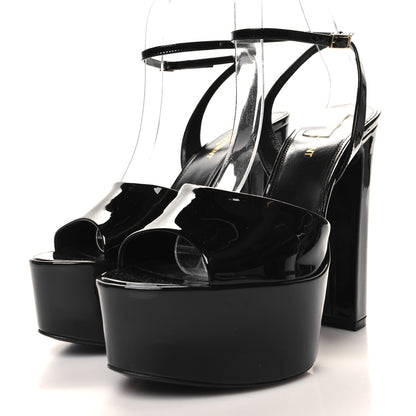 Saint Laurent Patent Jodie 95 Platform Sandals 38 Black 3 of 9