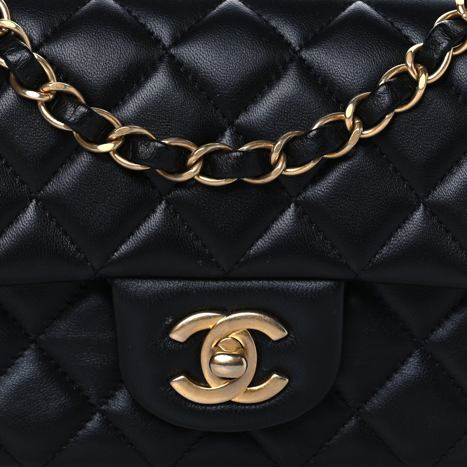 Chanel Lambskin Quilted Mini Rectangular Flap Black 8 of 10