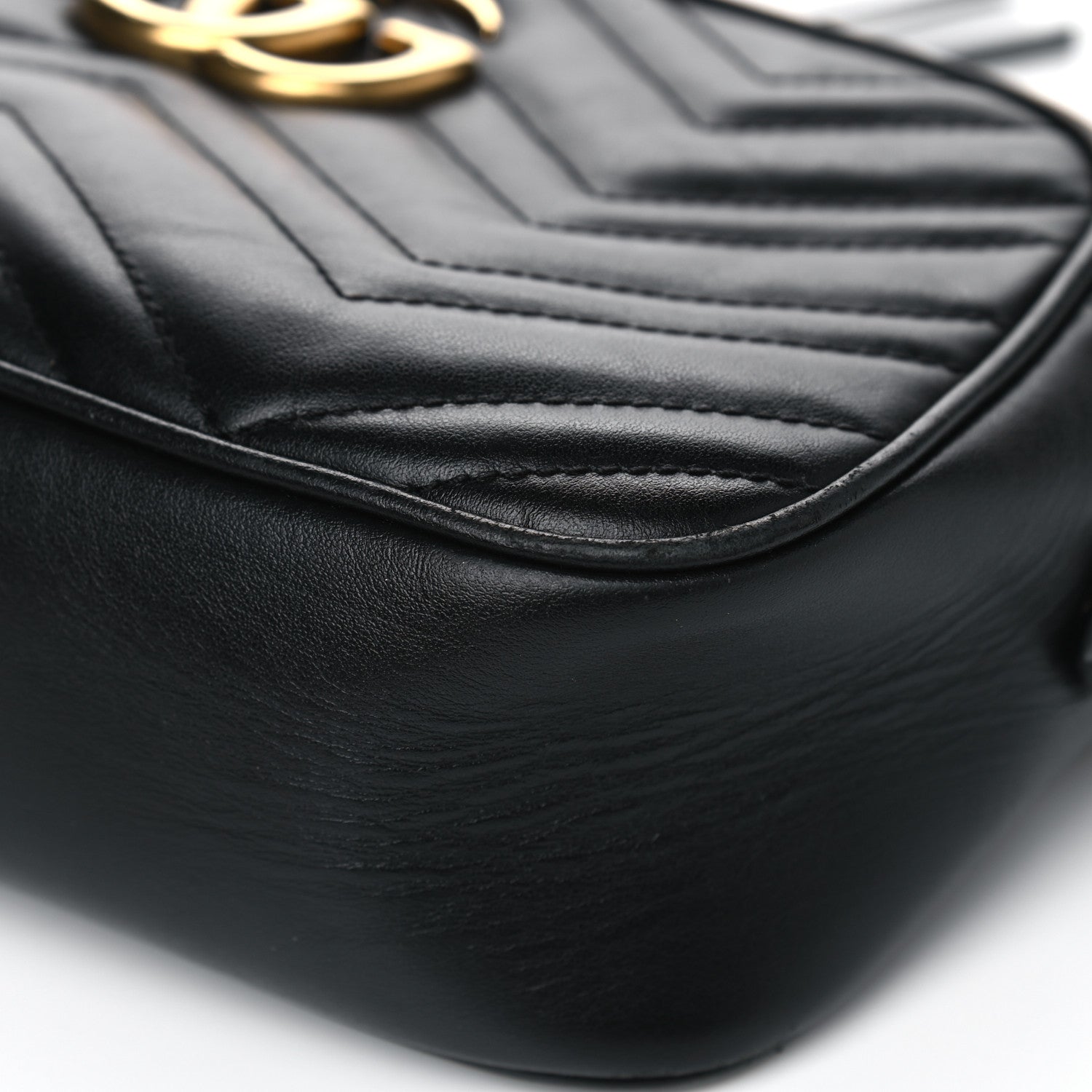 Gucci Calfskin Matelasse Small GG Marmont Chain Shoulder Bag Black 8 of 10
