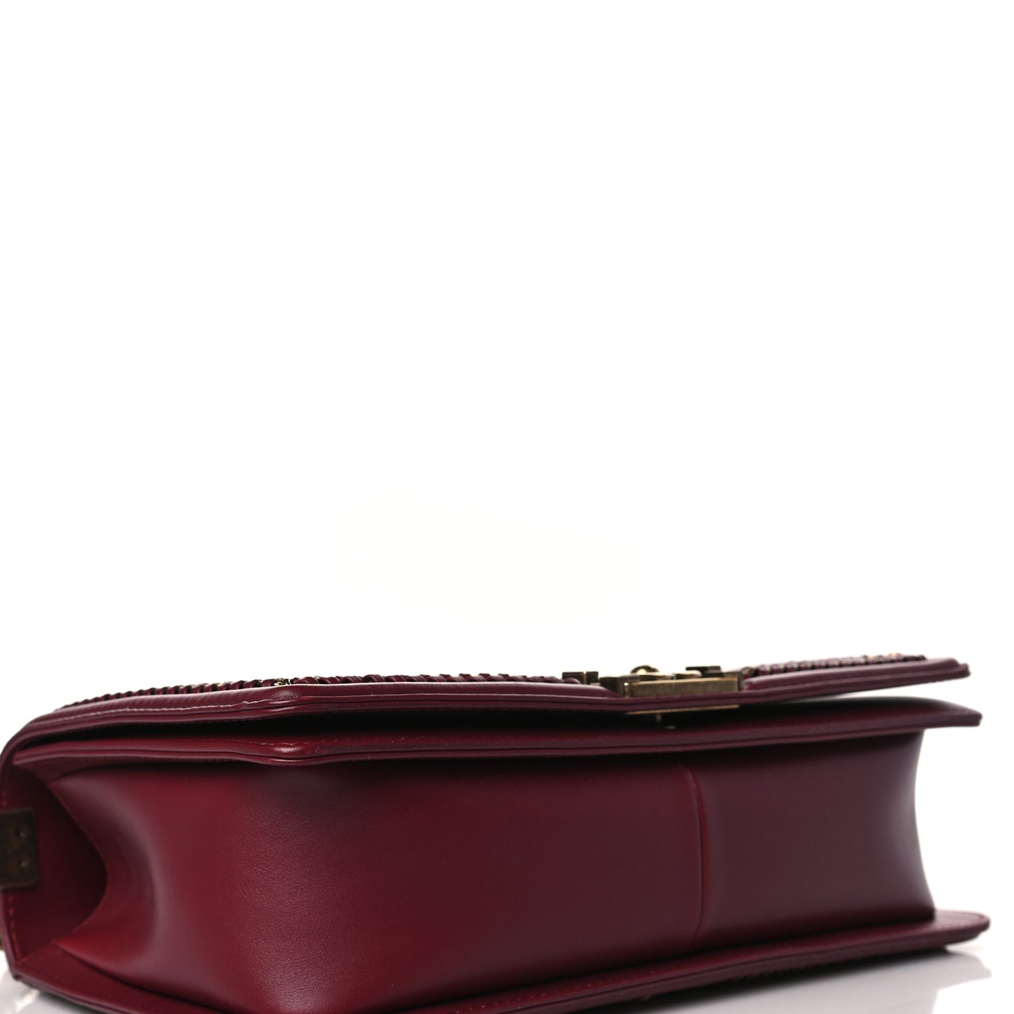 Snakeskin New Medium Boy Top Handle Flap Dark Red