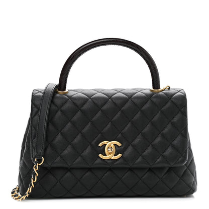 Chanel Caviar Lizard Embossed Quilted Small Coco Handle Flap Black 1 of 11