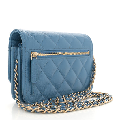 Chanel Caviar Quilted Mini Wallet On Chain WOC Blue 3 of 10