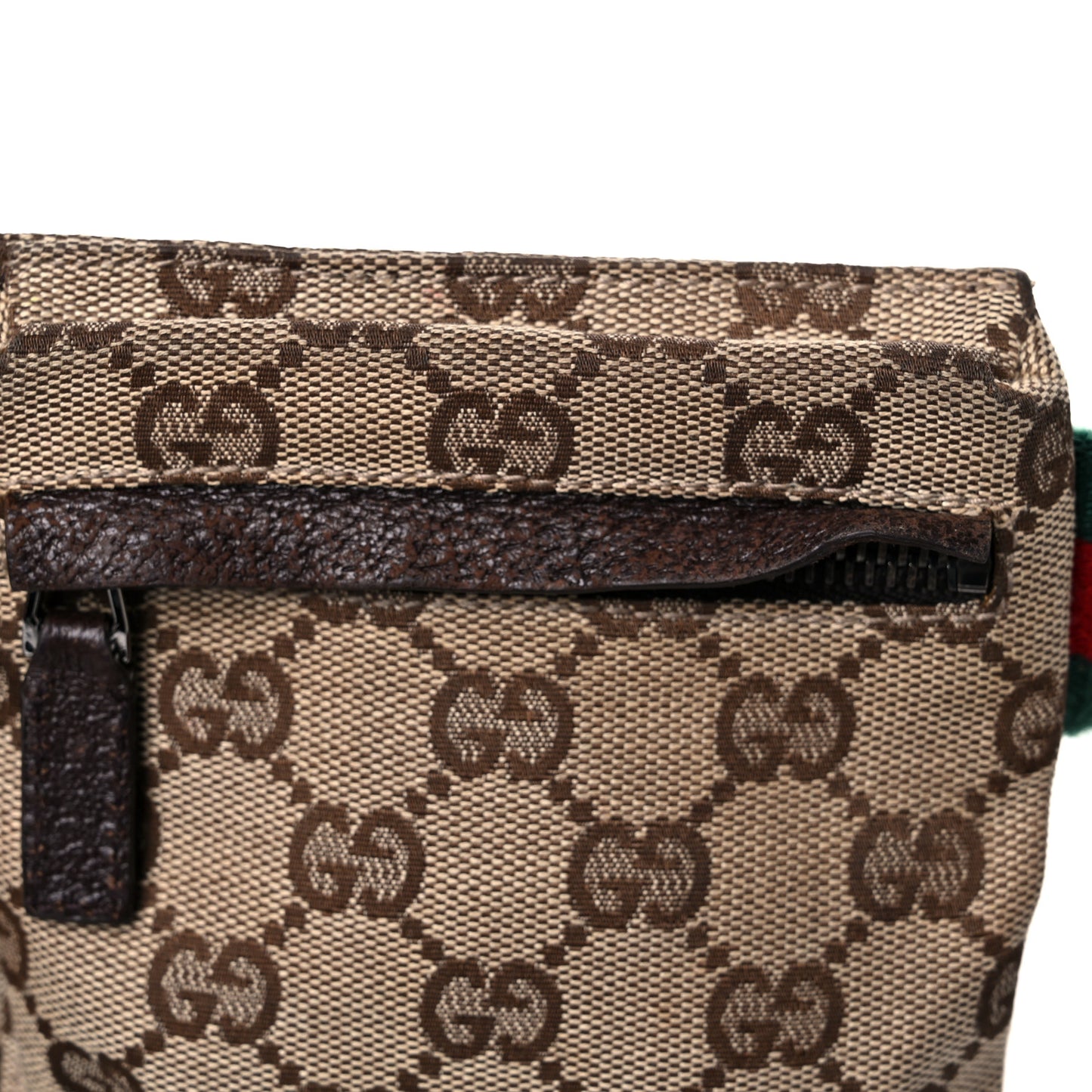 GG Monogram Web Double Pocket Belt Bag Dark Brown
