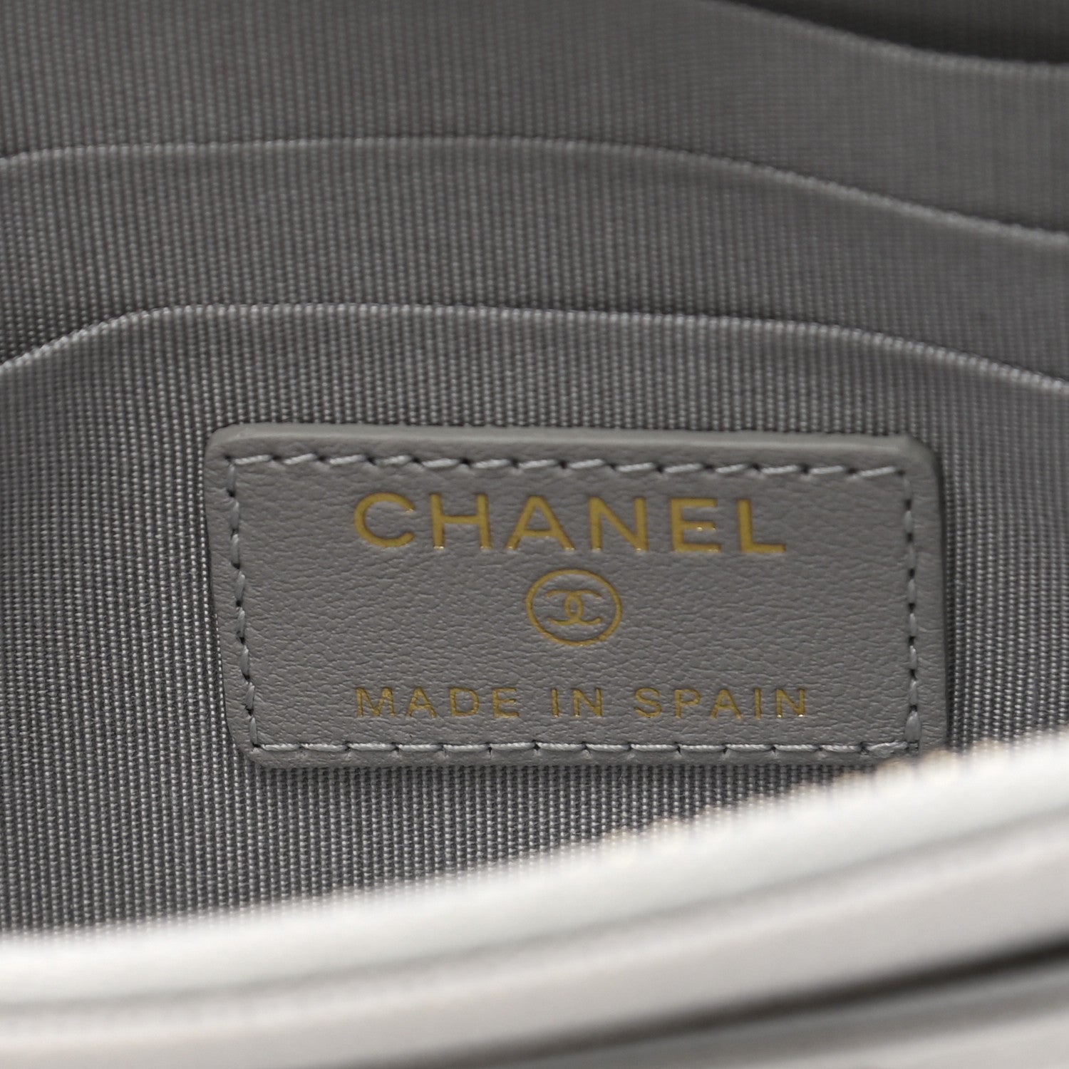 Chanel Caviar Quilted Classic Zip Boy Pouch Grey 5 of 8