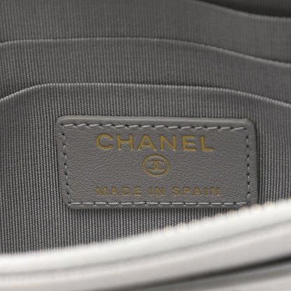Chanel Caviar Quilted Classic Zip Boy Pouch Grey 5 of 8