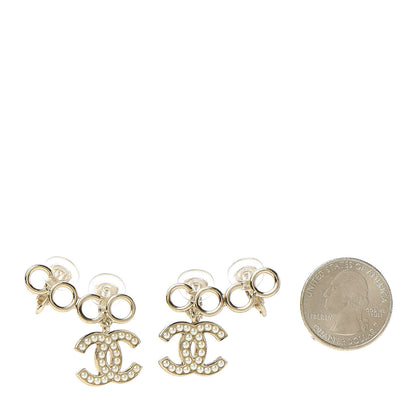 Chanel Metal Pearl CC Coco Climber Clip On Earrings Gold 2 of 5