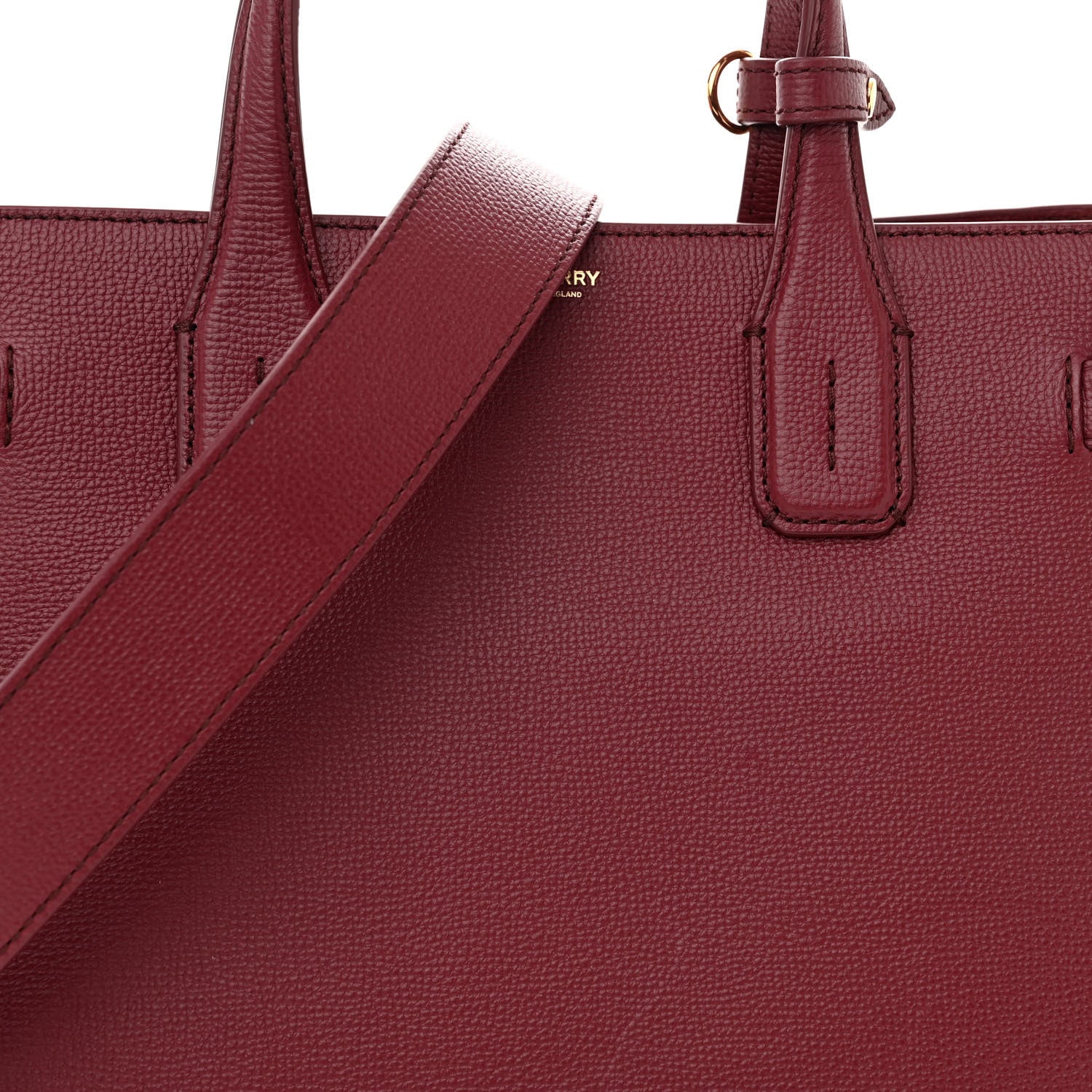 Burberry Derby Calfskin House Check Medium Banner Tote Crimson 8 of 10