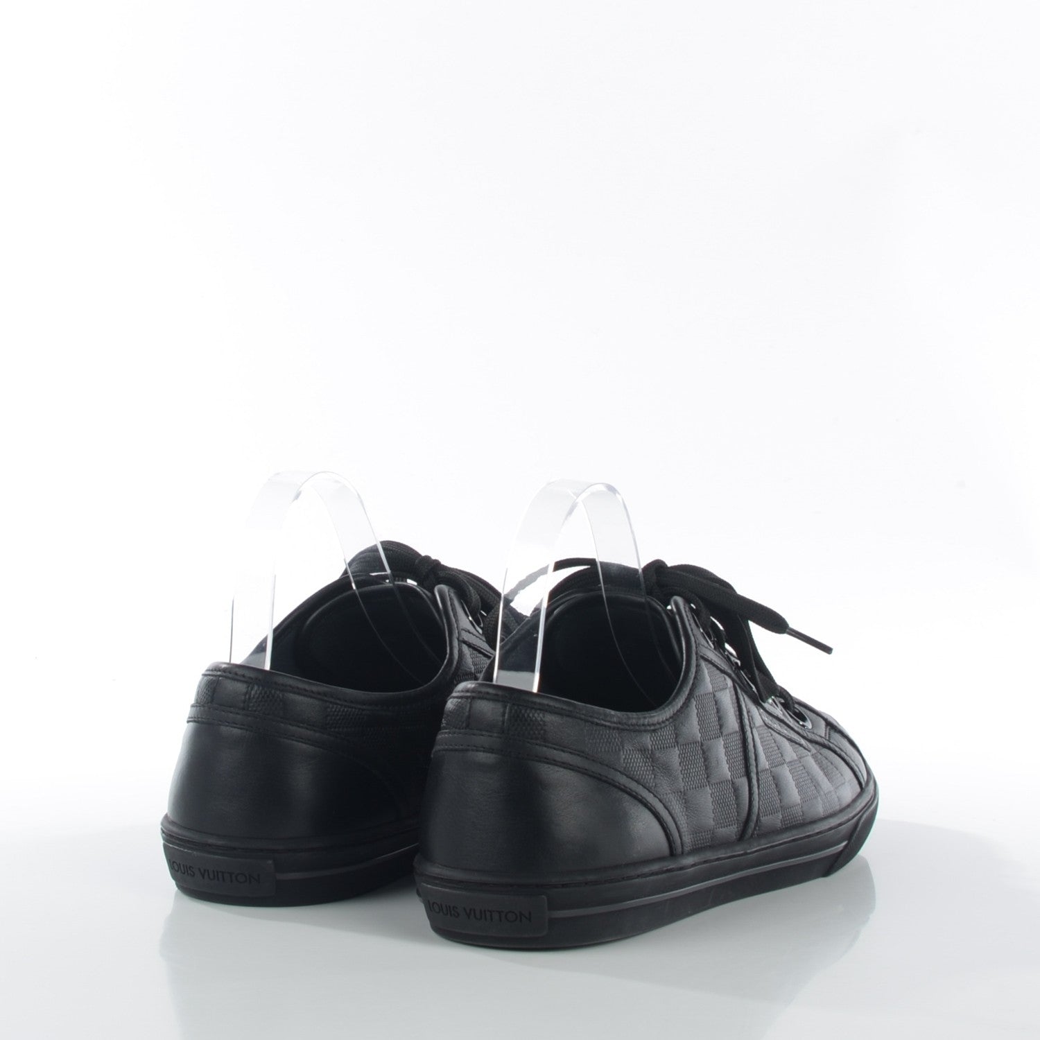 Louis Vuitton Calf Embossed Damier Brooklyn Sneakers 6.5 Black 4 of 17