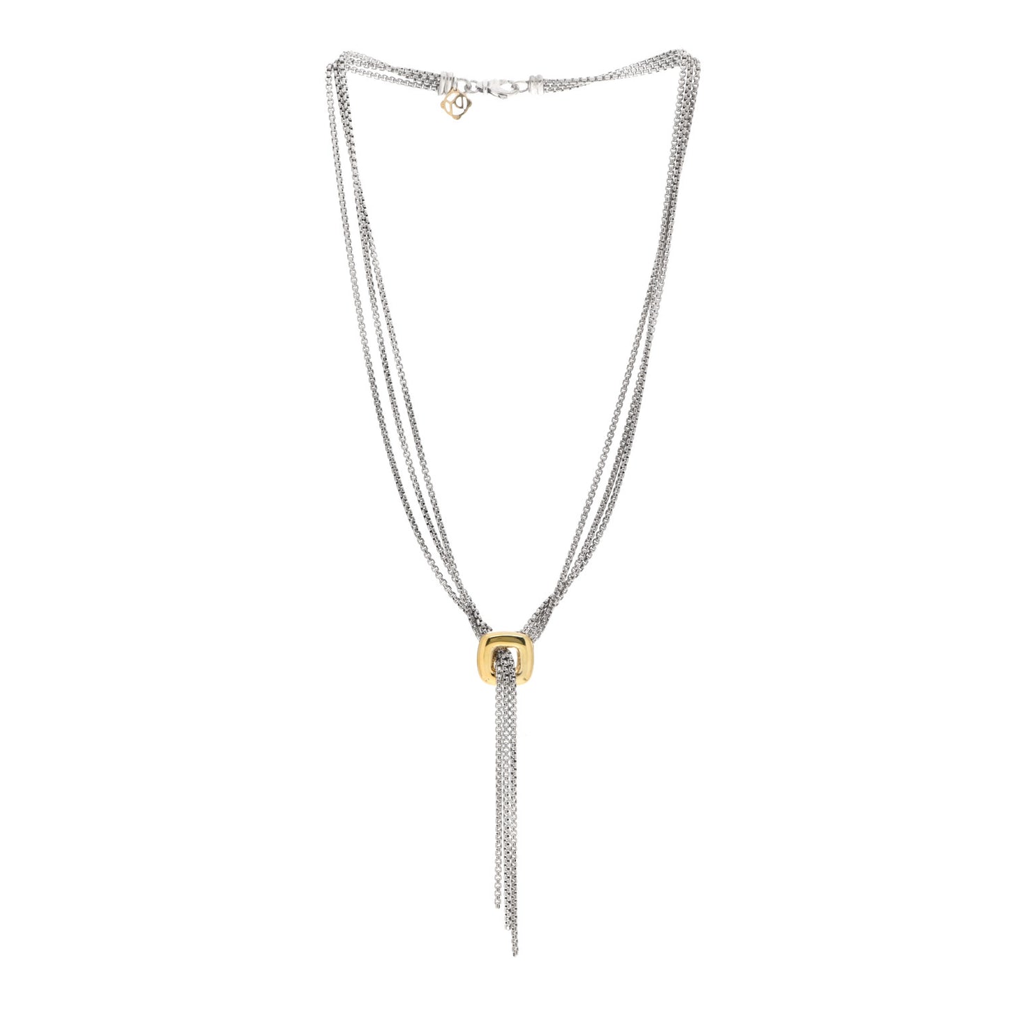 Sterling Silver 18K Yellow Gold Lariat Waterfall Necklace