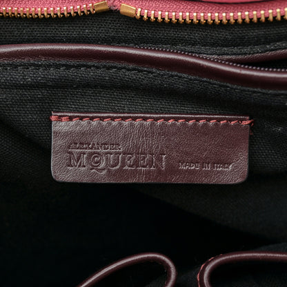 Alexander McQueen Pebbled Calfskin Small Skull Padlock Zip Around Tote Dark Pink 6 of 19