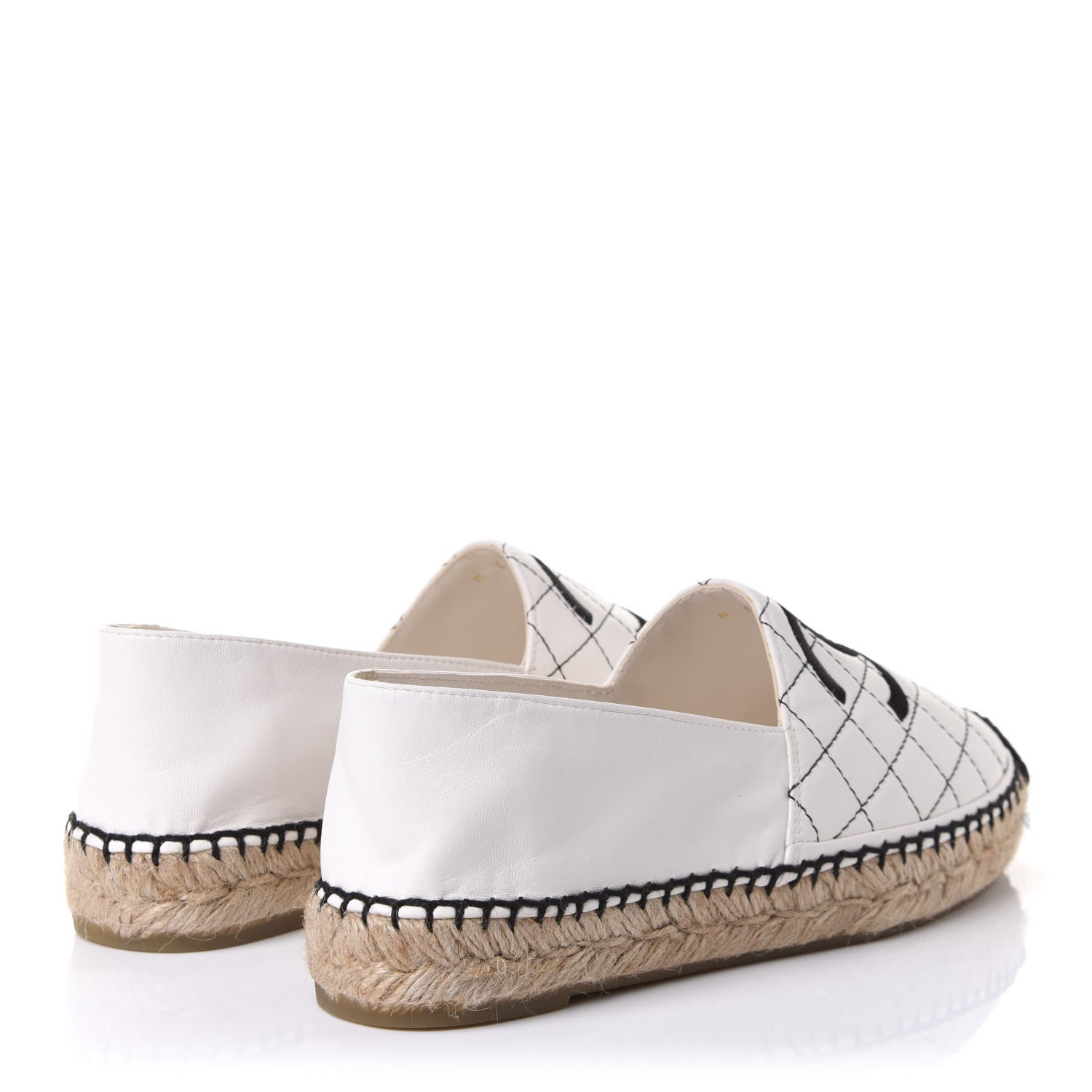 Chanel Lambskin Stitched CC Espadrilles 38 White Black 4 of 10