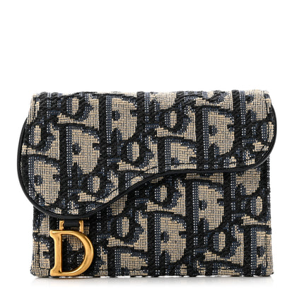 Christian Dior Oblique Saddle Card Holder Blue 1 of 7