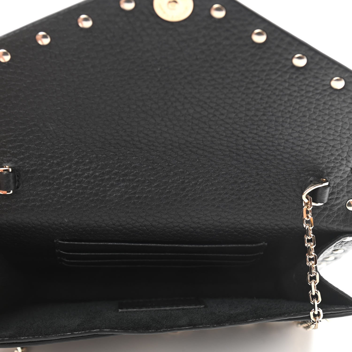 Valentino Garavani Pebbled Calfskin Rockstud Envelope Wallet on Chain Black 7 of 12