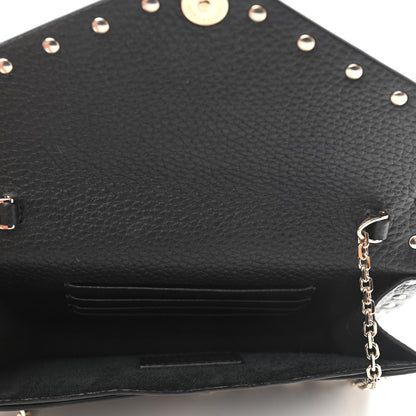 Valentino Garavani Pebbled Calfskin Rockstud Envelope Wallet on Chain Black 7 of 12