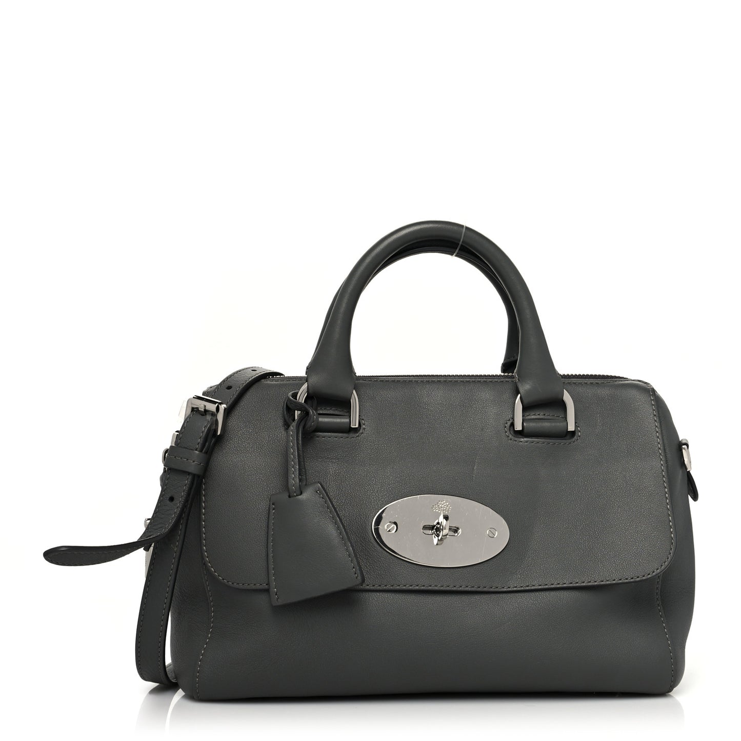 Glossy Goatskin Medium Del Rey Satchel Black