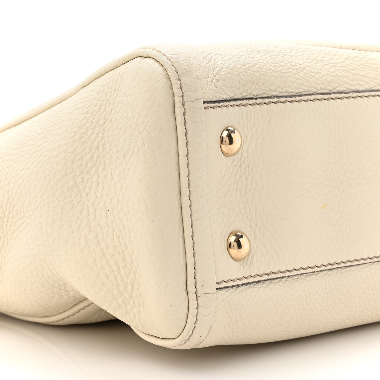Pebbled Calfskin Small Soho Top Handle Bag Off White