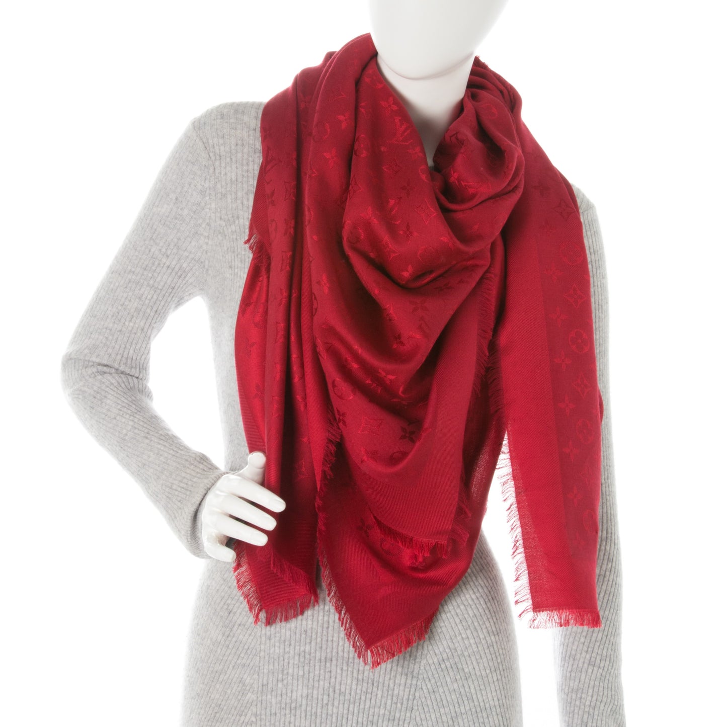 Silk Wool Monogram Shawl Pomme D'Amour