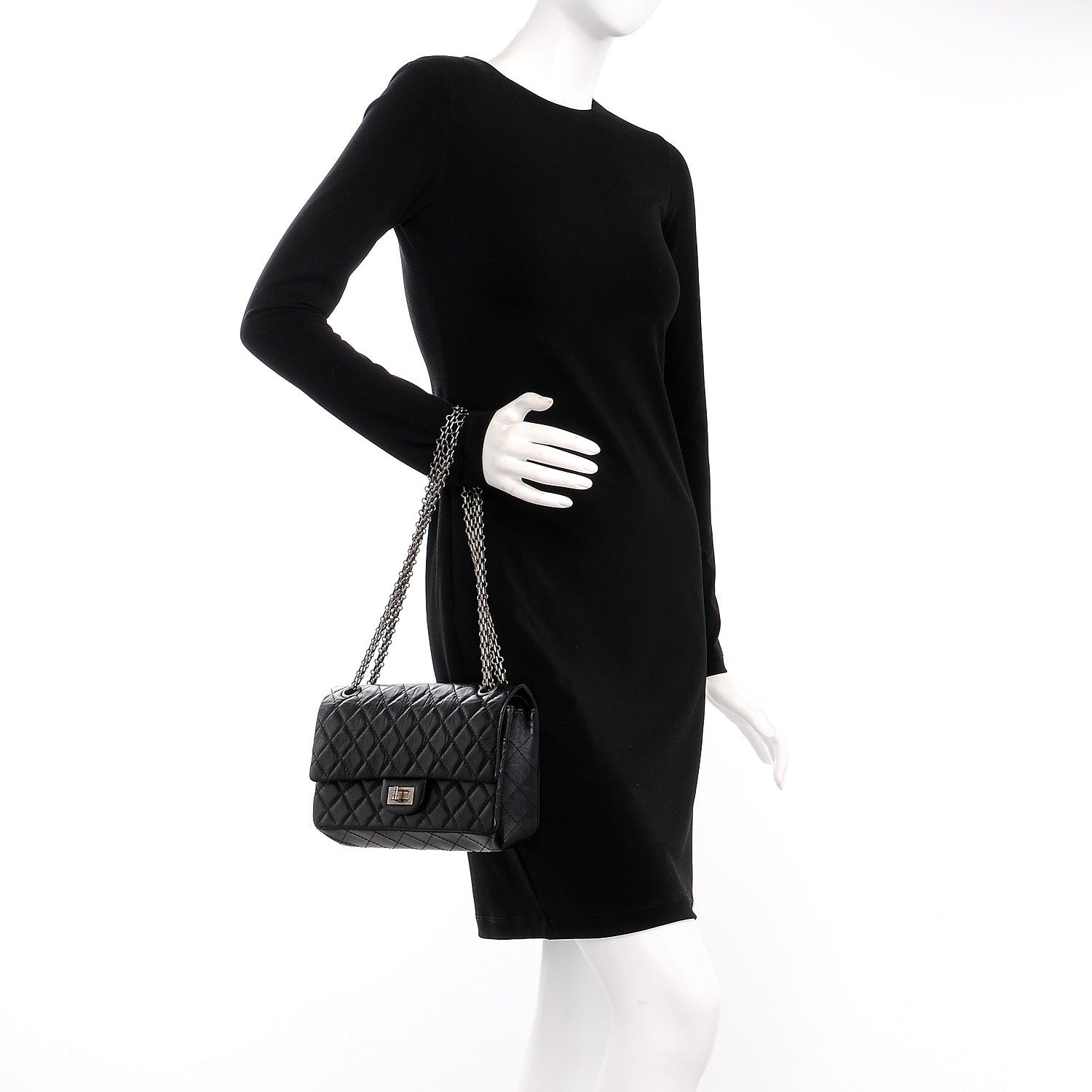 Chanel Aged Calfskin Quilted 2.55 Reissue 225 Flap Black 3 of 9