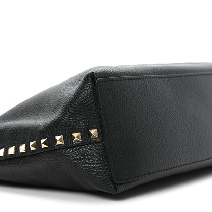 Valentino Garavani Grained Calfskin Small Rockstud Flip Lock Tote Black Rose Quartz 8 of 9