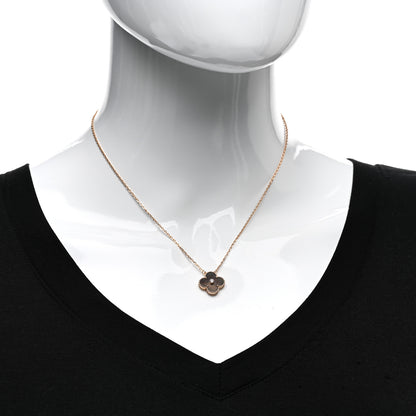 Van Cleef & Arpels 18K Rose Gold Diamond Grey Mother of Pearl Vintage Alhambra Pendant Necklace 2 of 5