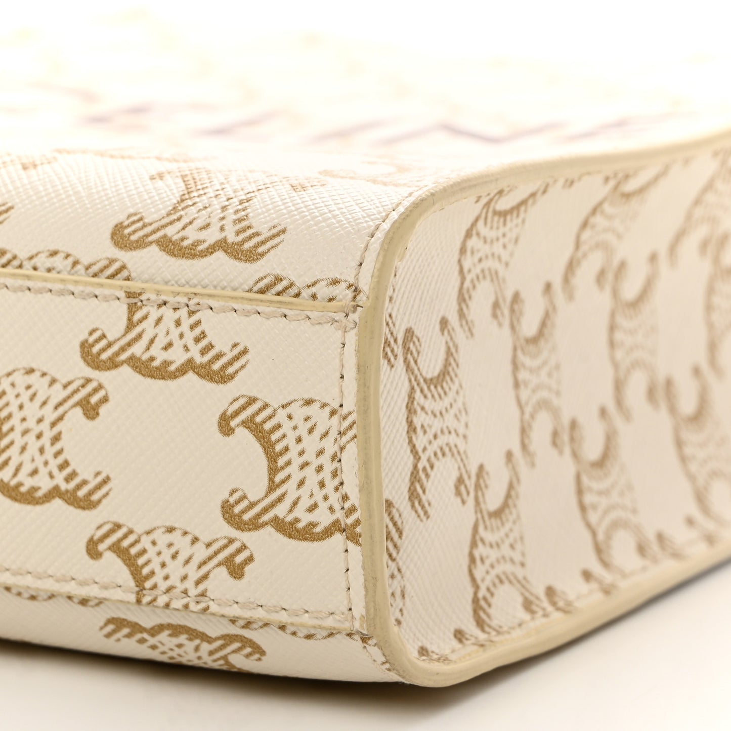 Triomphe Canvas Calfskin Mini Vertical Cabas White