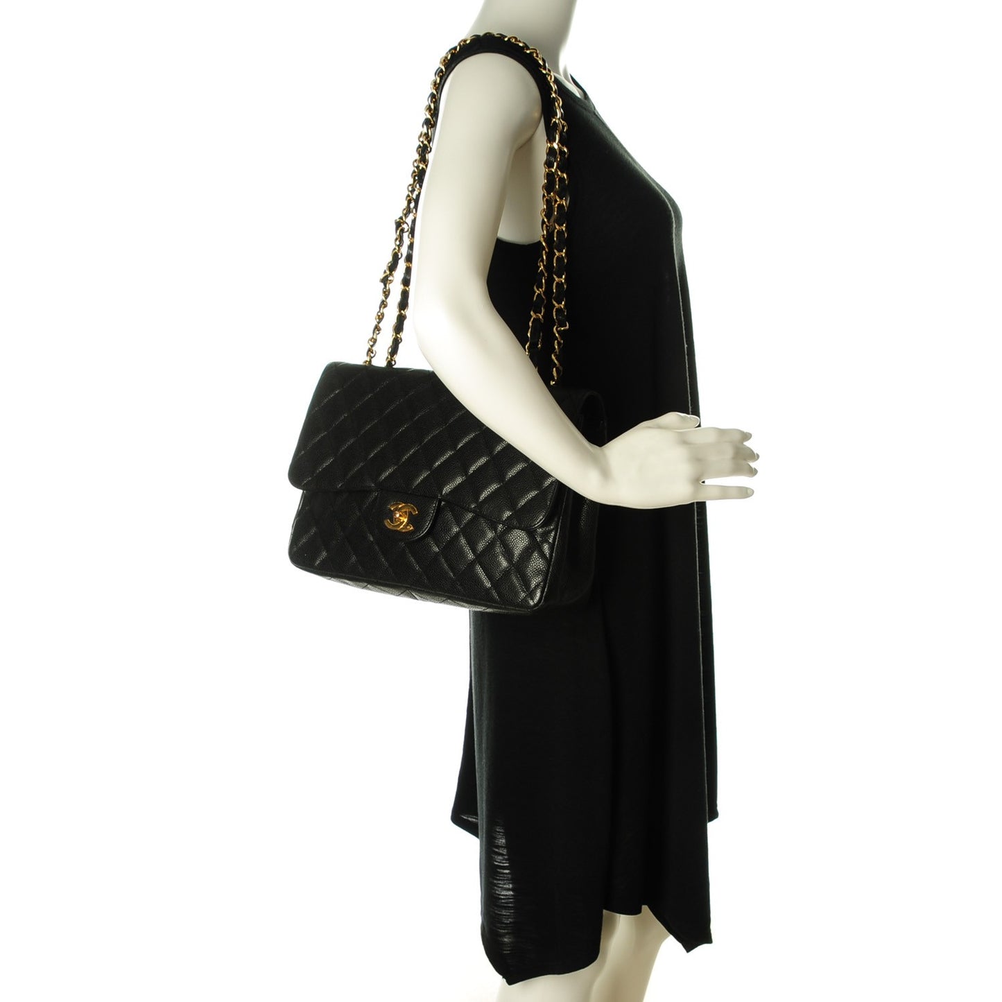 Caviar Quilted Jumbo Single Flap Black