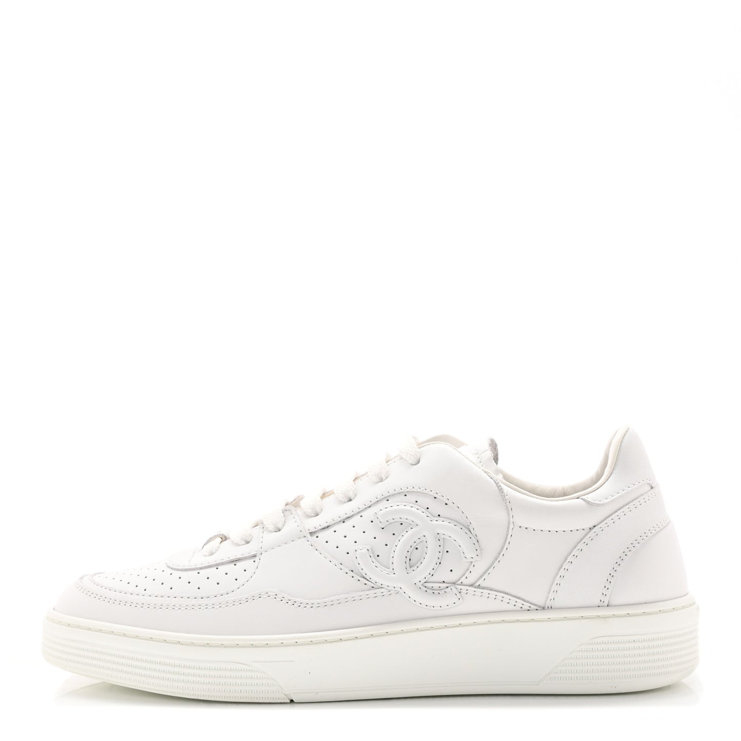 Calfskin CC Womens Sneakers 40 White