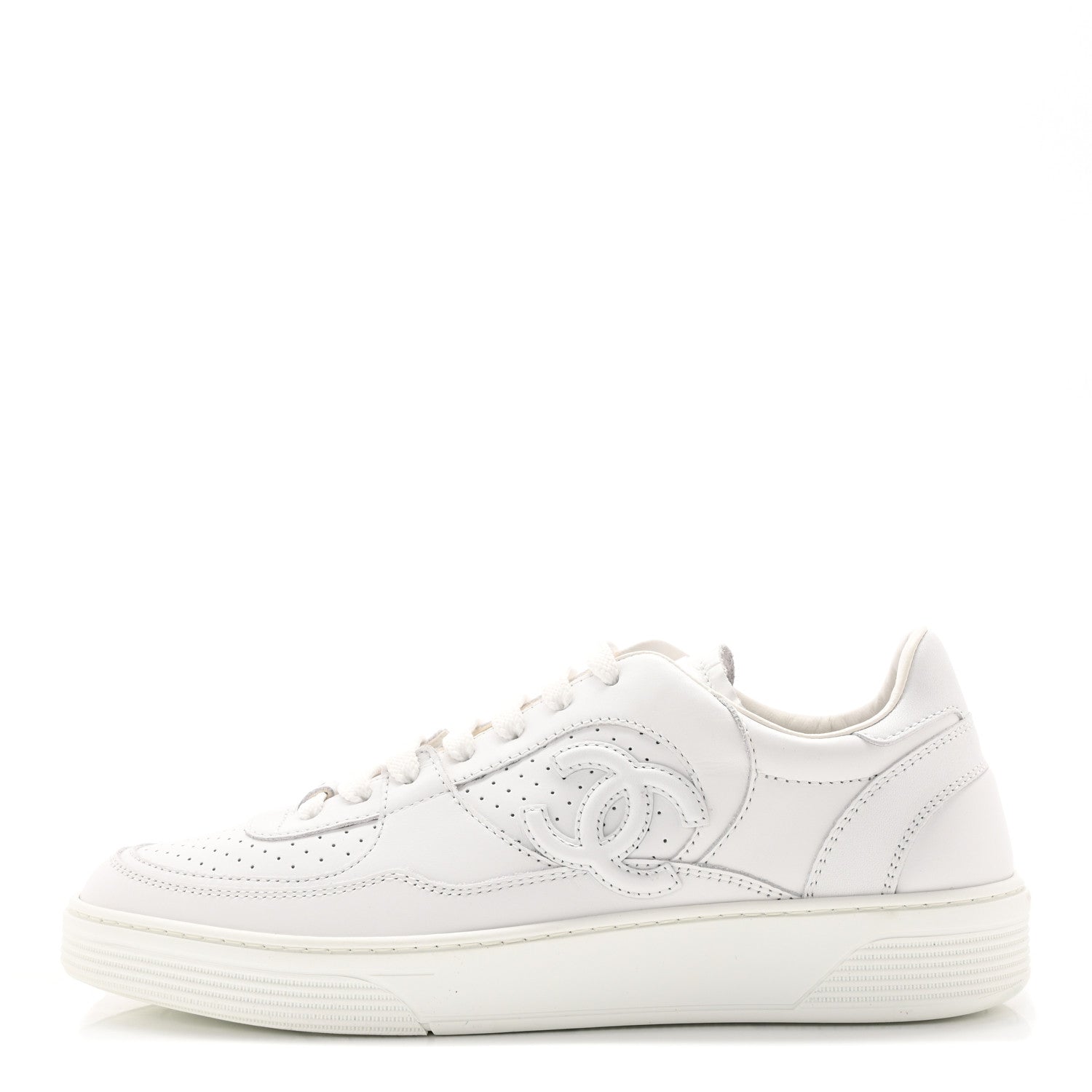 Chanel Calfskin CC Womens Sneakers 40 White 1 of 12