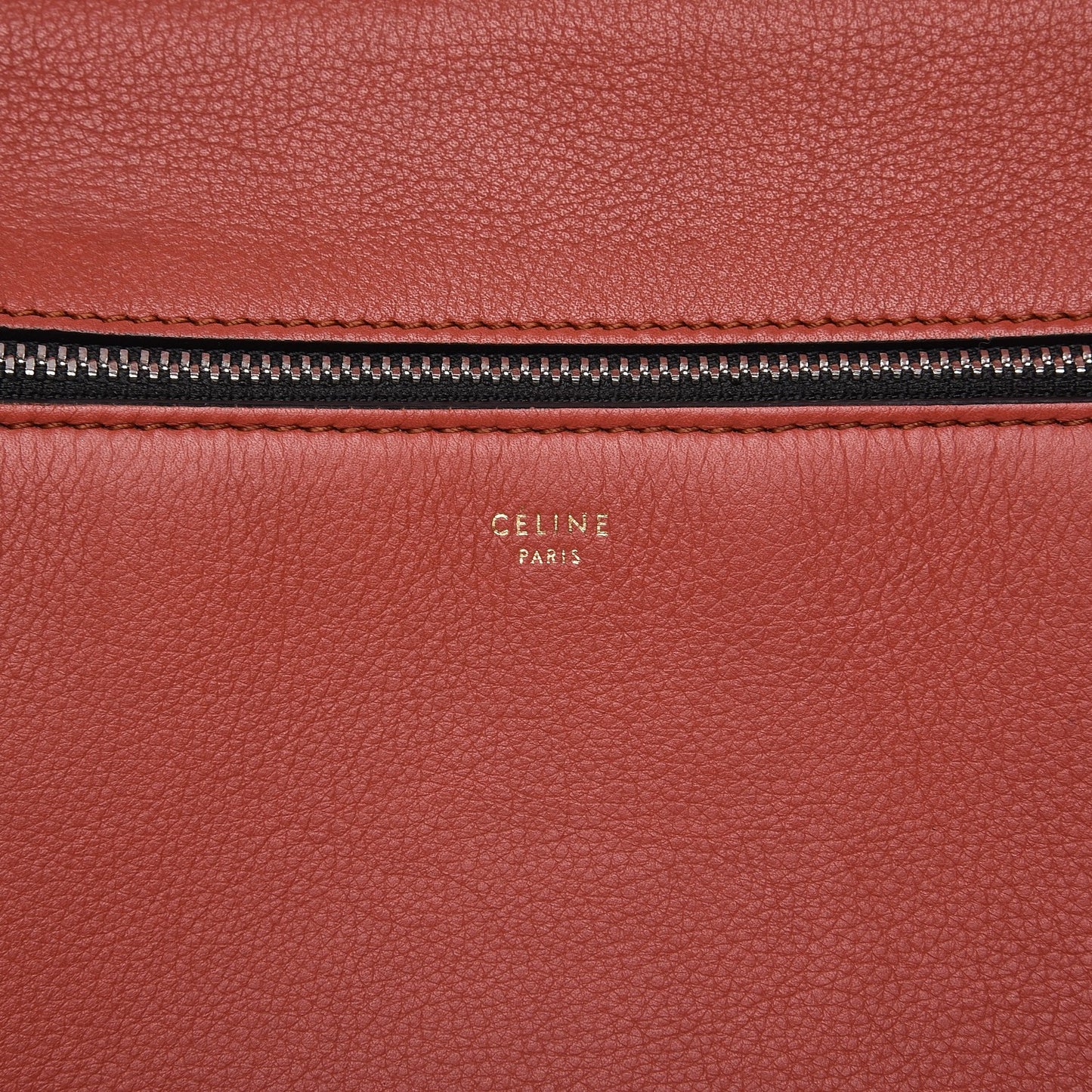 Drummed Calfskin Medium Edge Shoulder Bag Vermillion