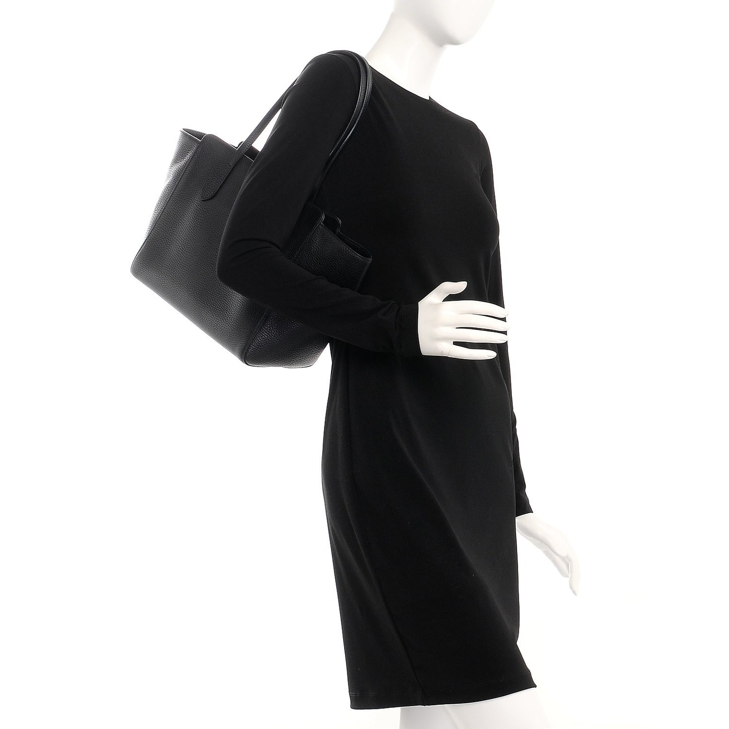 Pebbled Calfskin Small Swing Tote Black